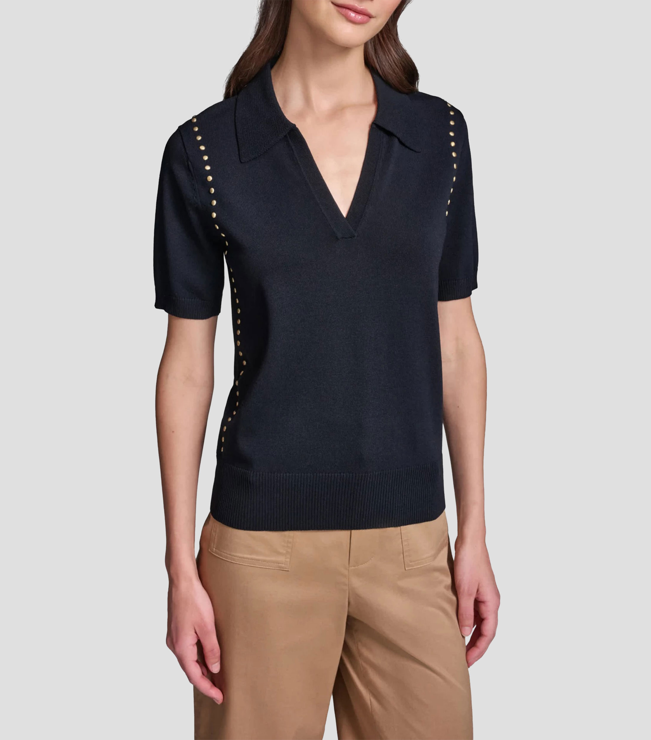 Blusa sólido manga corta Mujer
